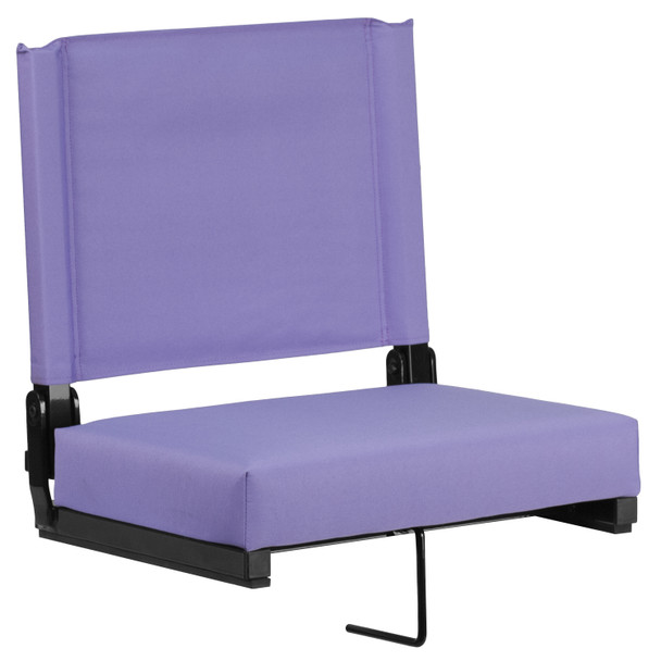 Grandstand Comfort Seats by Flash - 500 lb. Rated Lightweight Stadium Chair with Handle & Ultra-Padded Seat, Purple