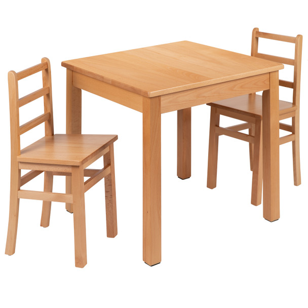 Kyndl Kids Natural Solid Wood Table and Chair Set for Classroom, Playroom, Kitchen
