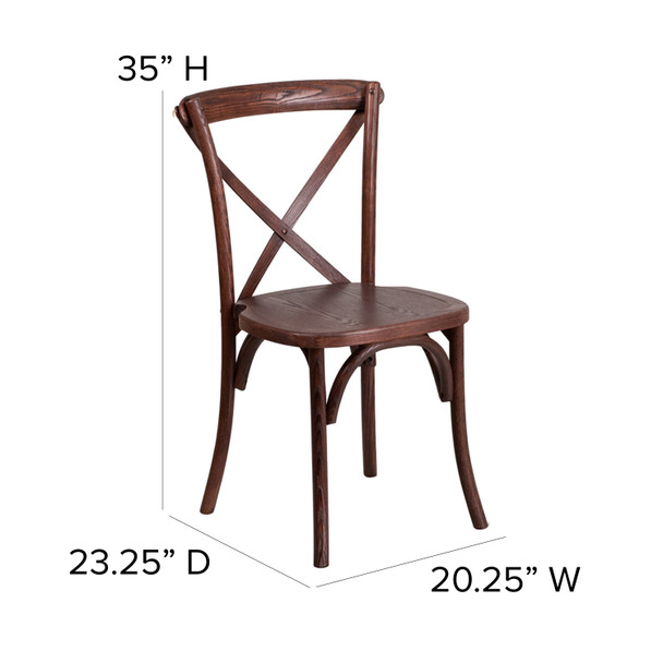 HERCULES Series Stackable Mahogany Wood Cross Back Chair