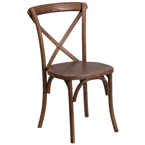 HERCULES Series Stackable Pecan Wood Cross Back Chair