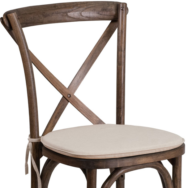 HERCULES Series Stackable Early American Wood Cross Back Chair with Cushion