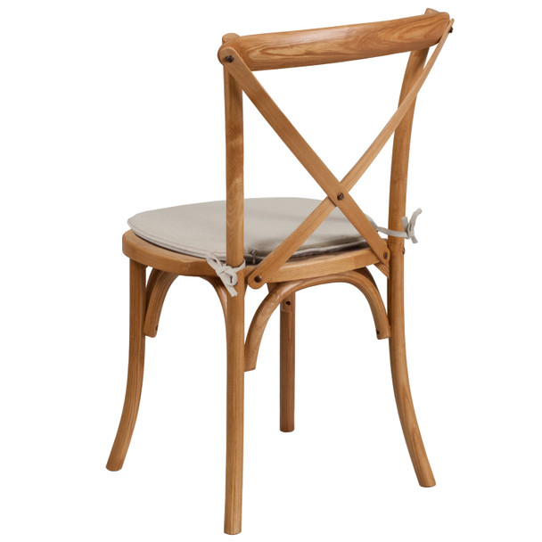 HERCULES Series Stackable Oak Wood Cross Back Chair with Cushion