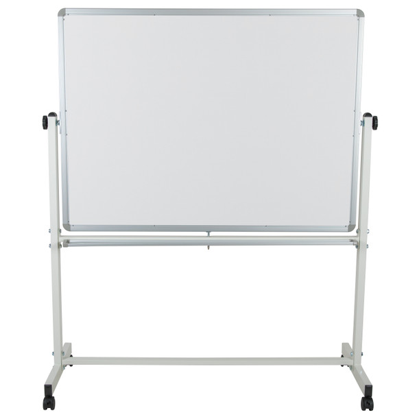HERCULES Series 53"W x 62.5"H Double-Sided Mobile White Board with Pen Tray