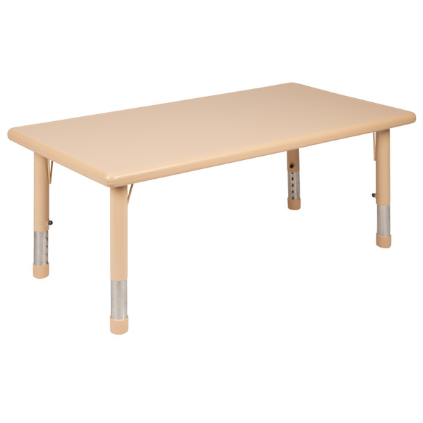 Wren 24"W x 48"L Rectangular Natural Plastic Height Adjustable Activity Table