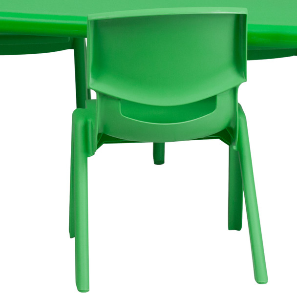 Emmy 24''W x 48''L Rectangular Green Plastic Height Adjustable Activity Table Set with 4 Chairs