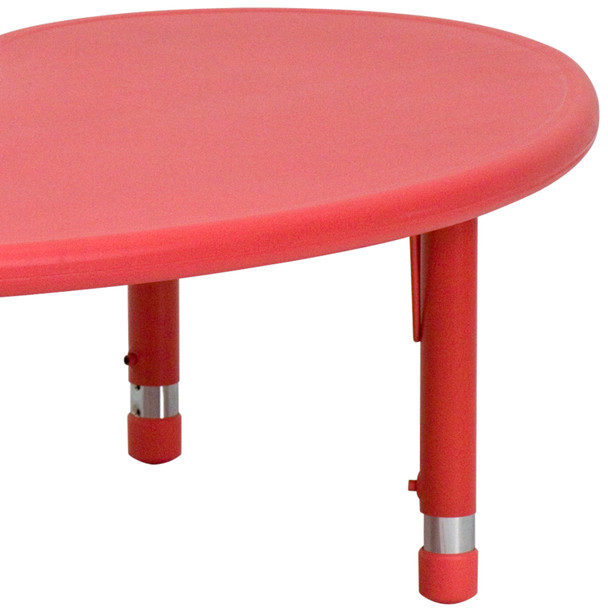 Wren 35''W x 65''L Half-Moon Red Plastic Height Adjustable Activity Table