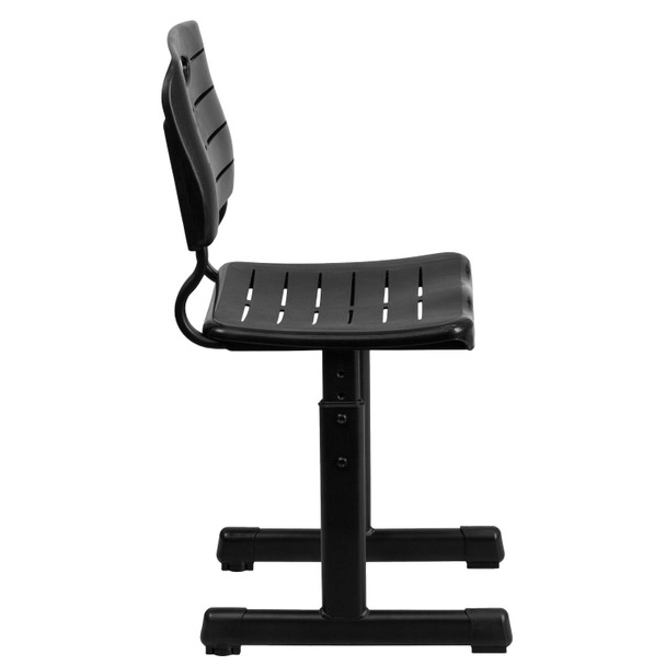 Nila Adjustable Height Black Student Chair with Black Pedestal Frame