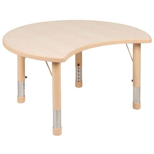 Wren 25.125"W x 35.5"L Crescent Natural Plastic Height Adjustable Activity Table