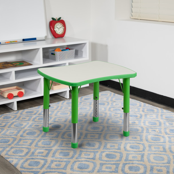 Wren 21.875''W x 26.625''L Rectangular Green Plastic Height Adjustable Activity Table with Grey Top