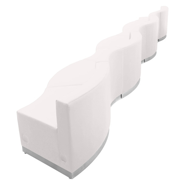 HERCULES Alon Series Melrose White LeatherSoft Reception Configuration, 7 Pieces
