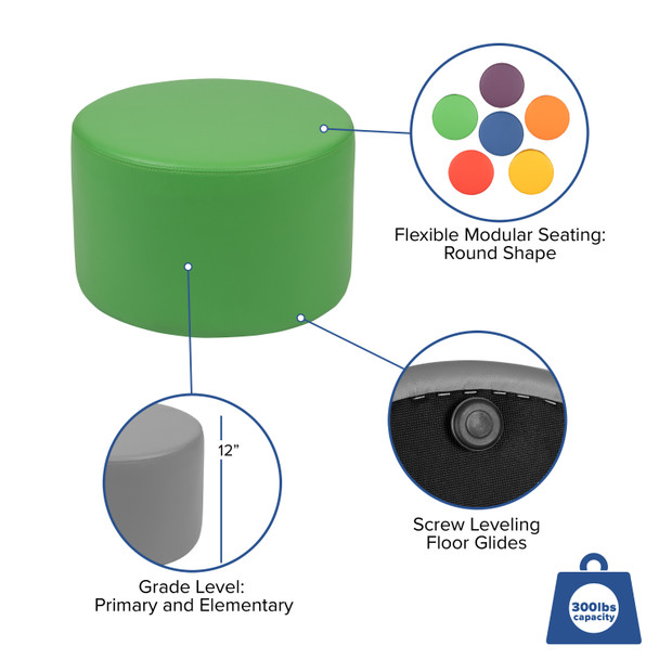 Nicholas Soft Seating Flexible Circle for Classrooms and Daycares - 12" Seat Height (Green)