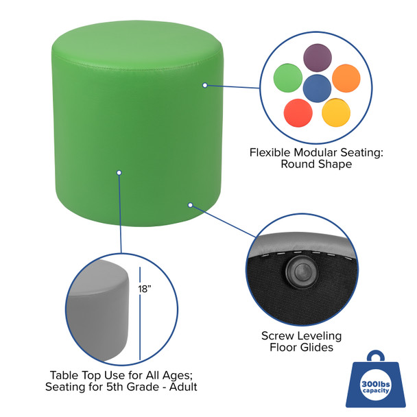 Nicholas Soft Seating Flexible Circle for Classrooms and Common Spaces - 18" Seat Height (Green)