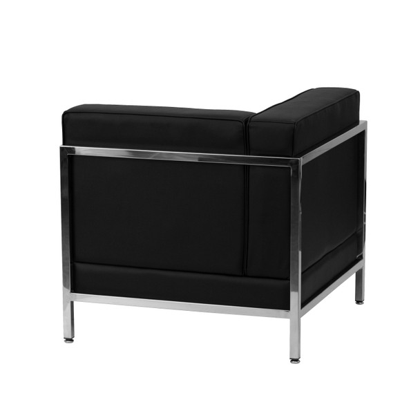 HERCULES Imagination Series Contemporary Black LeatherSoft Left Corner Chair with Encasing Frame