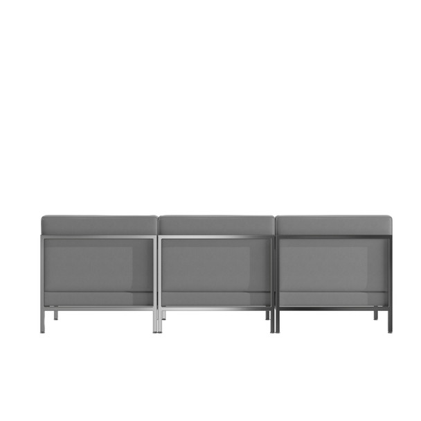 HERCULES Imagination Series 3 Piece Gray LeatherSoft Waiting Room Lounge Set - Reception Bench