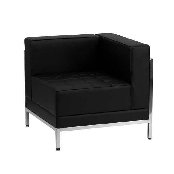 HERCULES Imagination Series Contemporary Black LeatherSoft Right Corner Chair with Encasing Frame