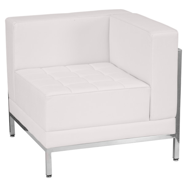 HERCULES Imagination Series Contemporary Melrose White LeatherSoft Right Corner Chair with Encasing Frame