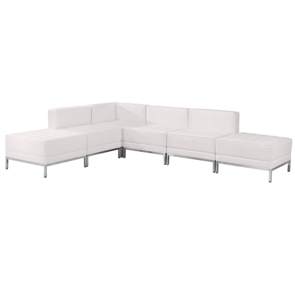 HERCULES Imagination Series Melrose White LeatherSoft Sectional Configuration, 6 Pieces