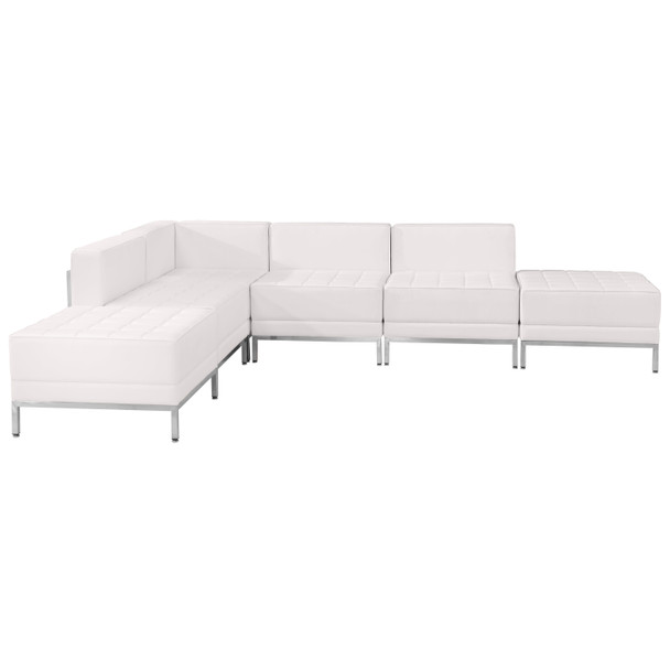HERCULES Imagination Series Melrose White LeatherSoft Sectional Configuration, 6 Pieces