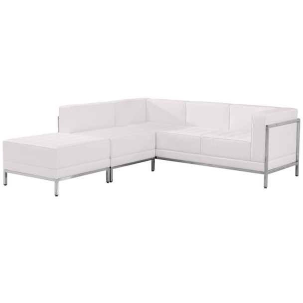 HERCULES Imagination Series Melrose White LeatherSoft Sectional Configuration, 3 Pieces