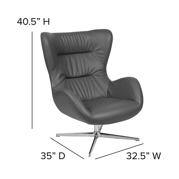 Rally Gray LeatherSoft Swivel Wing Chair