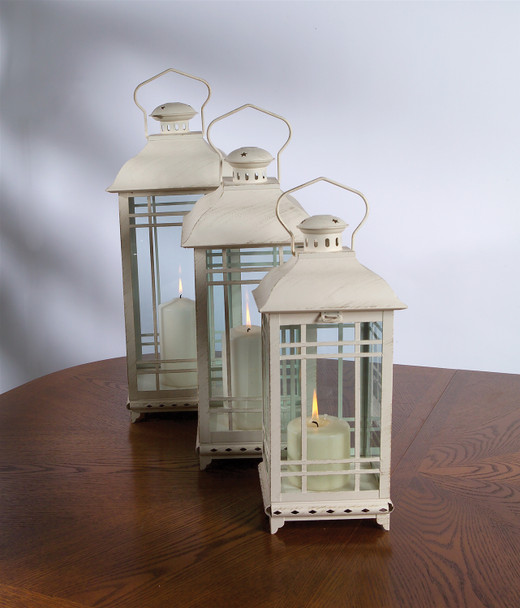 Lantern (Set of 3) 14"H, 17"H, 20"H Metal/Glass - 28076