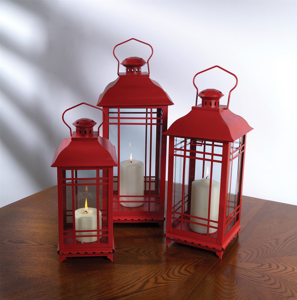 Lantern (Set of 3) 14"H, 17"H, 20"H Metal/Glass - 28081