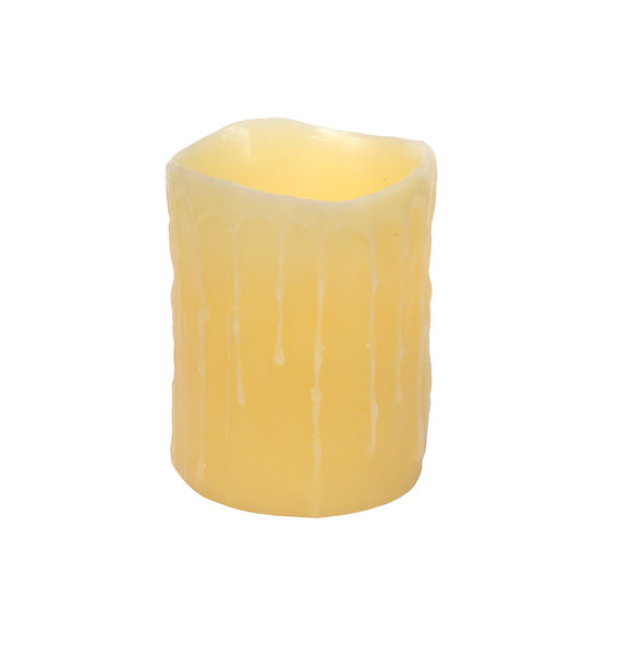 LED Wax Dripping Pillar Candle (Set of 3) 4"Dx5"H Wax/Plastic - 2 D Batteries Not Incld. - 38603