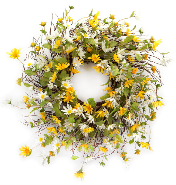 Daisy Wreath 24"D Polyester - 58672