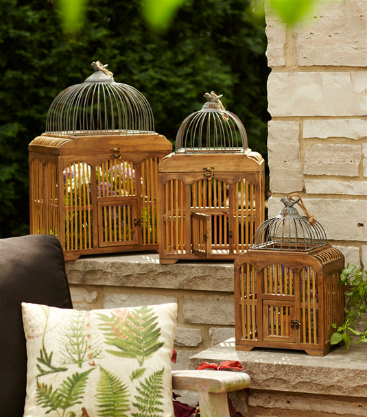 Decorative Birdcages (Set of 3) 17.75"H, 21.75"H, 25.25"H Wood/Metal - 66394