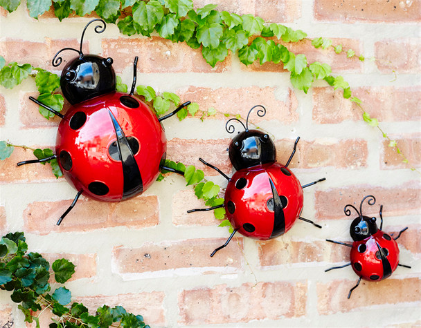 Wall Mountable Ladybugs (Set of 6) 3.75"H, 3"H, 2.25"H - 66664