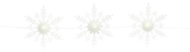 3 Lighted Snowflake Strand 18"Hx5'L Acrylic - 69379