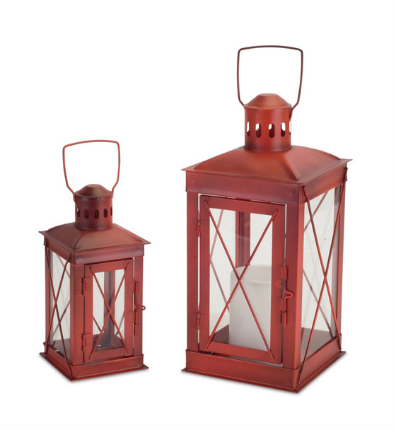 Lantern (Set of 2) 7.75", 12"H Metal/Glass - 69616