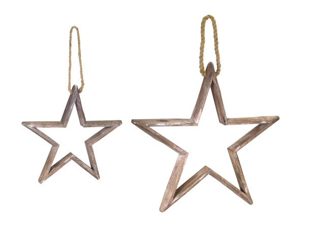 Star Ornament (Set of 4) 12.5"H, 18.5"H Wood - 76556