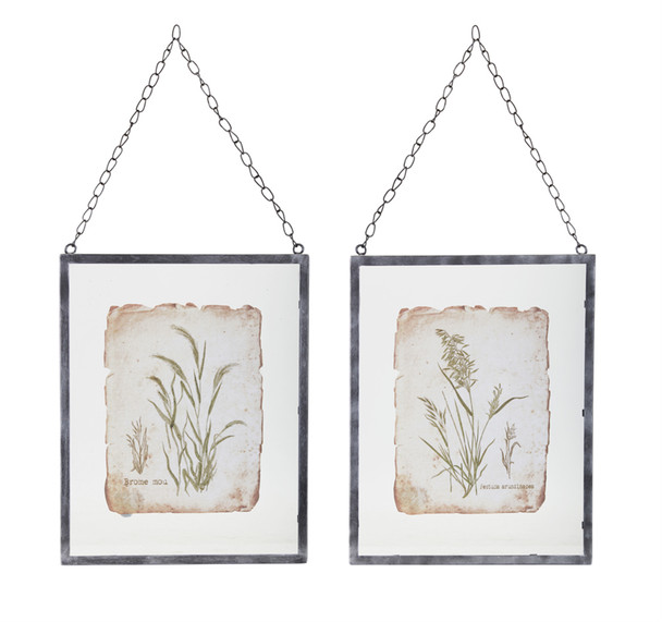 Grass Frame (Set of 2) 12.5" x 16"H Glass/Metal - 78114