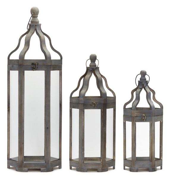 Lantern (Set of 3) 19.5"H, 25"H, 36"H Wood/Iron - 78465