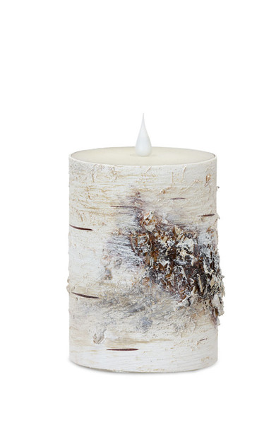 LED Birch Candle 3.5"D x 5"H (Set of 2) with Remote - 80253