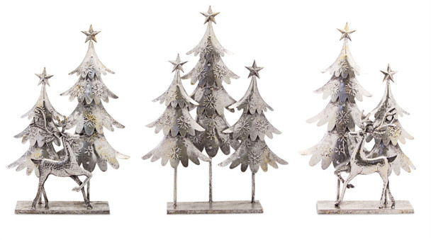 Tree and Deer (Set of 3) 15.5"L x 23.5"H, 15.25"L x 25.5"H Metal - 80522