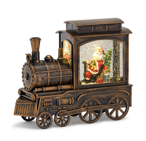 Train and Santa Snow Globe 9"L x 7.5"H Acrylic 6 Hr Timer 3 AA Batteries, Not Included - 81284