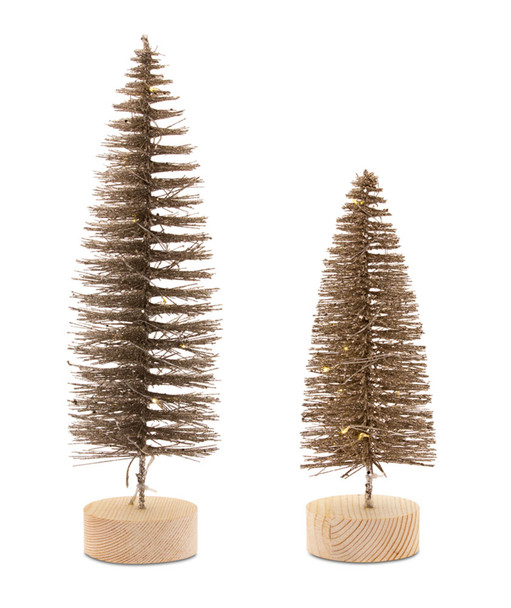 Tree with LED (Set of 4) 10.75"H, 14"H Plastic 6 Hr Timer 3 AAA Batteries, Not Included - 81442