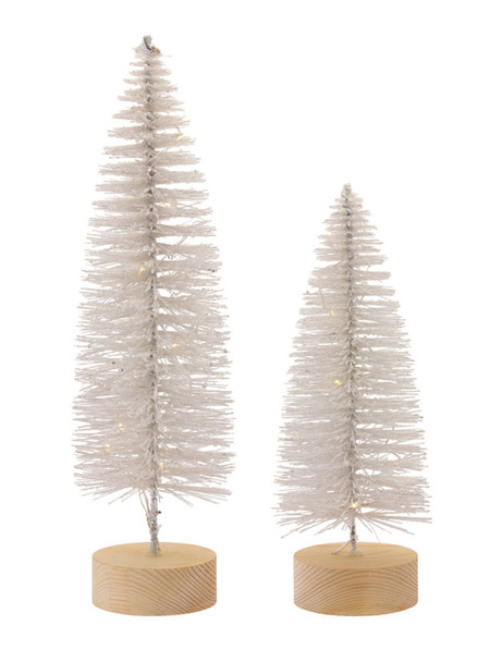 Tree with LED (Set of 4) 10.75"H, 14"H Plastic 6 Hr Timer 3 AAA Batteries, Not Included - 81445