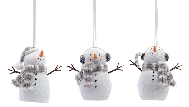 Snowman Ornament (Set of 6) 6.5"H Resin - 81550