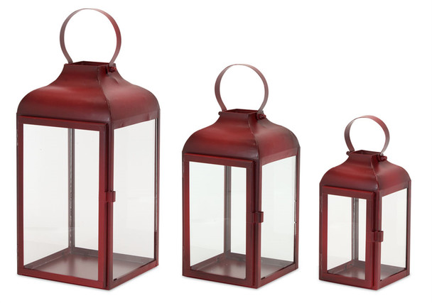 Lantern (Set of 3) 10"H, 12.75"H, 16"H Iron/Glass - 81584