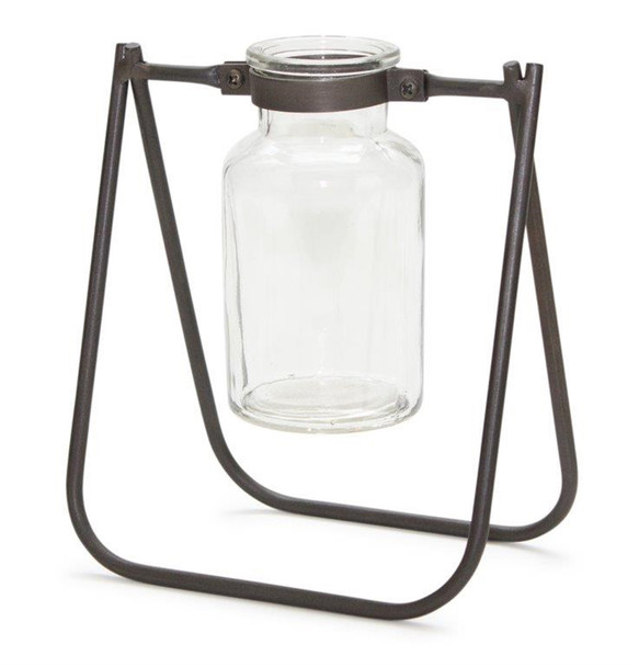 Jar with Stand (Set of 2) 6"L x 6.75"H Iron/Glass - 82052