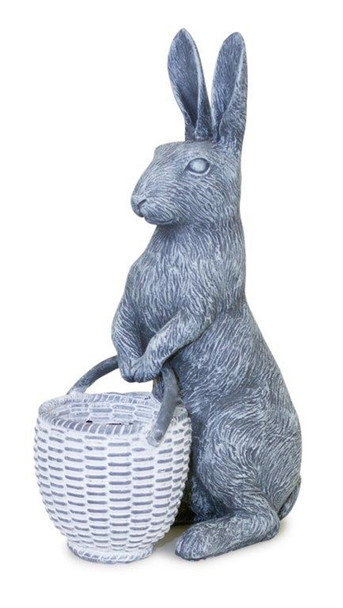 Standing Rabbit with Basket 6.75"L x 10.5"H Resin - 82264