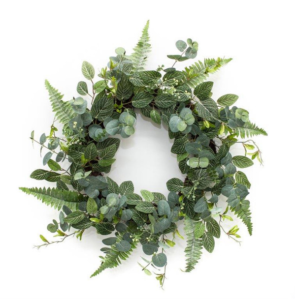 Mixed Foliage Wreath 24"D Polyester - 82499