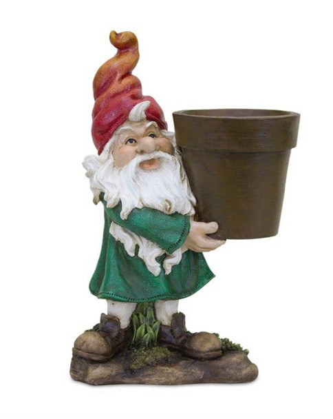 Gnome w/Pot 5.75"L x 9"H Resin - 82516