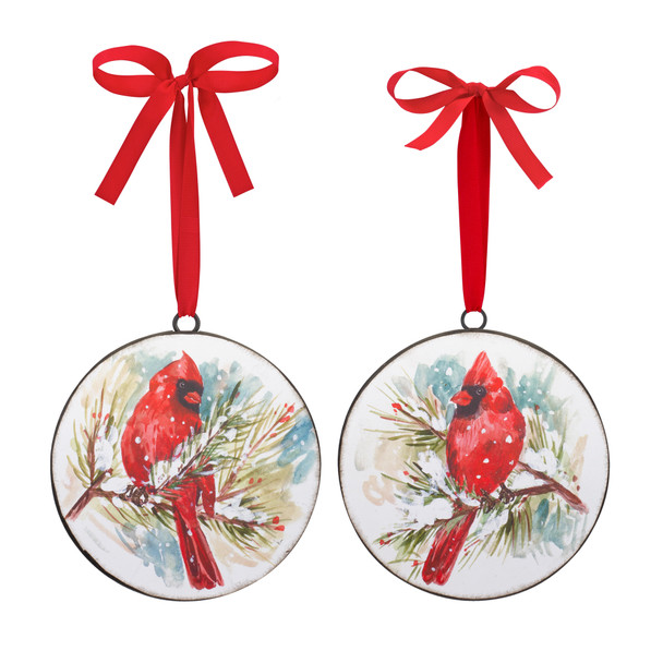 Cardinal and Pine Ornament (Set of 12) 5.75"H Iron - 83029