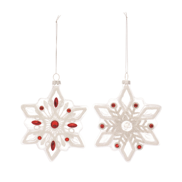 Snowflake Ornament (Set of 12) 5.5"H Glass - 83110