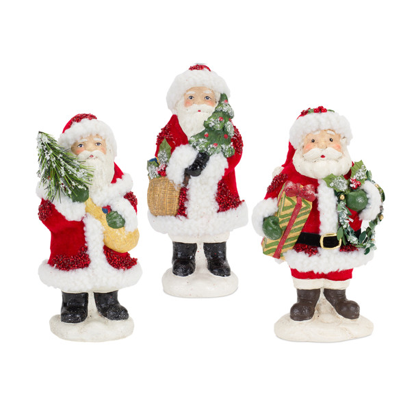 Santa (Set of 3) 8.75"H Paper Pulp - 83291