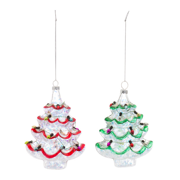 Tree w/Lights Ornament (Set of 12) 5.25"H Glass - 83311